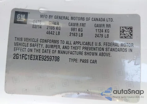 2014 Chevrolet Camaro 2Lt from USA, damaged, VIN 2G1FC1E3XE9259708